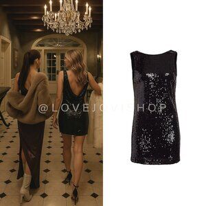 NYE Glam | NWT Alice + Olivia Black Sequin Open Back Mini Dress | Party Cocktail